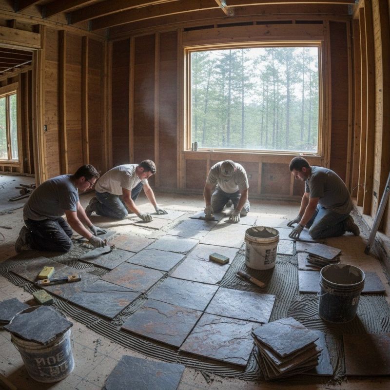 Slate Tile Floor Repair detail